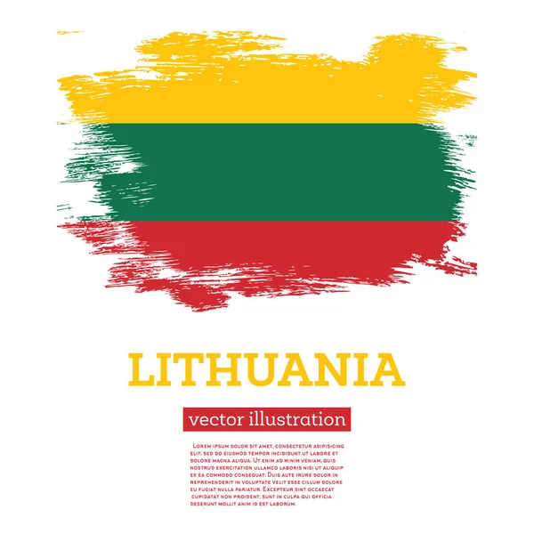 Lithuania Flag Brush Strokes Vector Illustration Independence Day — Stock Vector