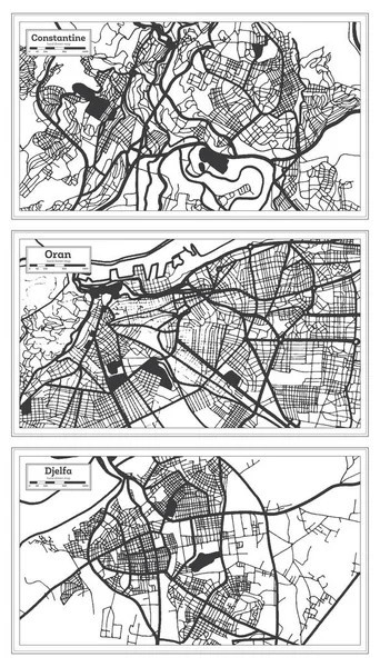 Djelfa Oran Och Constantine Algeriet City Map Beläget Retro Style — Stockfoto