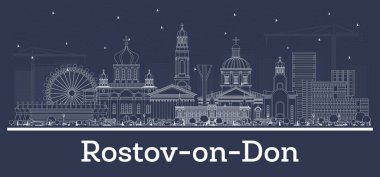 Outline Rostov-on-Don Russia City Skyline with White Buildings. Vector Illustration. Business Travel and Tourism Concept with Modern Architecture. Rostov-on-Don Cityscape with Landmarks.