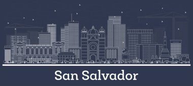 Outline San Salvador Skyline with White Buildings. Vector Illustration. Business Travel and Tourism Concept with Modern Architecture. Image for Presentation Banner Placard and Web Site.