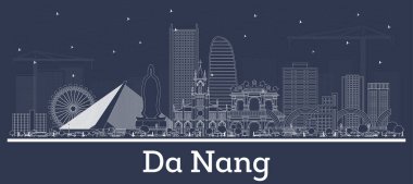Outline Da Nang Vietnam City Skyline with White Buildings. Vector Illustration. Business Travel and Tourism Concept with Modern Architecture. Da Nang Cityscape with Landmarks.