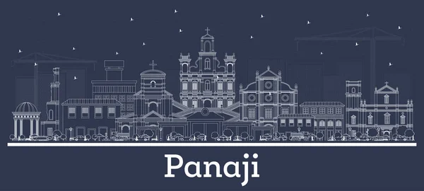 Outline Panaji India City Skyline White Buildings Vector Illustration Business — Stock vektor