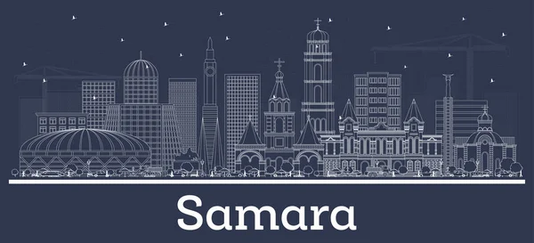 Outline Samara Russia City Skyline White Buildings Vector Illustration Business — Image vectorielle
