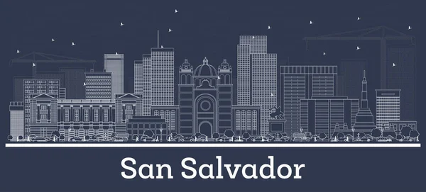 Outline San Salvador Skyline White Buildings Vector Illustration Business Travel — Stok Vektör