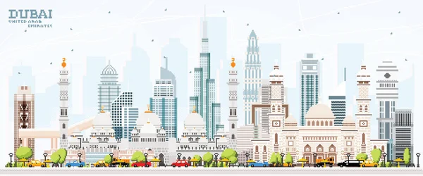 Dubai United Arab Emirates Uae City Skyline Color Buildings Blue — Stockový vektor