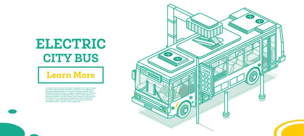 Ônibus Elétrico Isométrico Estação Carga Ilustração Vetorial Transportes Públicos Ecológicos — Vetor de Stock