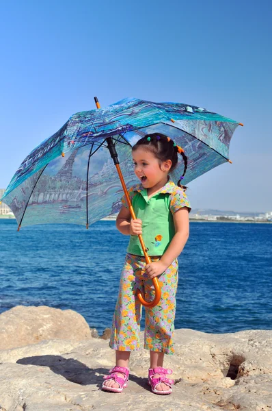 Little Girl with umbrella — Stock Photo, Image