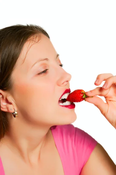 Bite the strawberries 2 — Stock Photo, Image