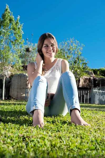 Portrait of a girl at sunset — Stock Photo, Image