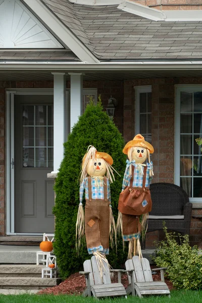 Soon Holiday Helwin People Begin Decorate Courtyards Front House Pumpkins — Stock Photo, Image