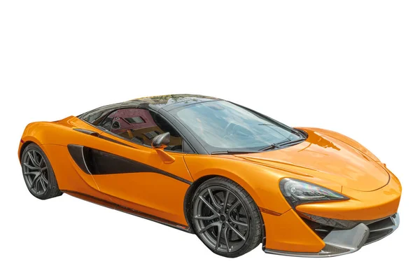 Oranje Sportauto Isoleren Tegen Witte Achtergrond — Stockfoto