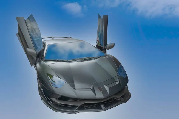 Lamborghini Auto Tegen Blauwe Lucht Met Wolken — Stockfoto