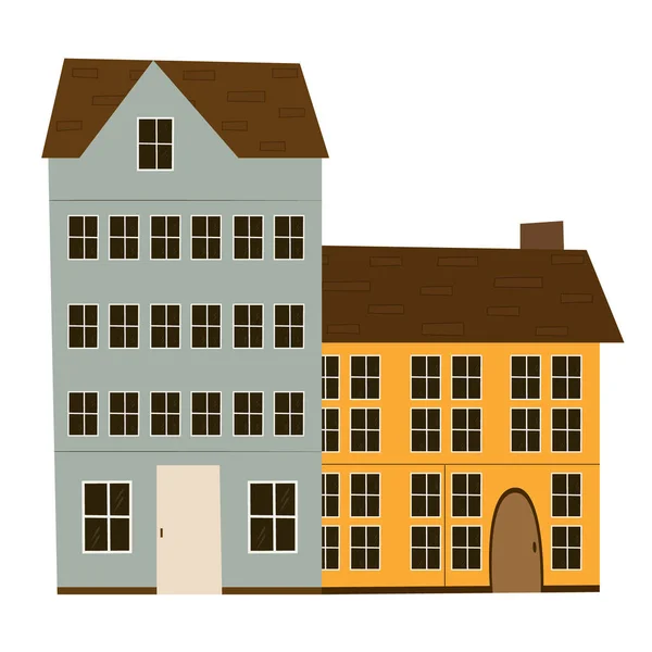 Rumah Rumah Skandinavia Dengan Latar Belakang Putih Rumah Putih Dan - Stok Vektor