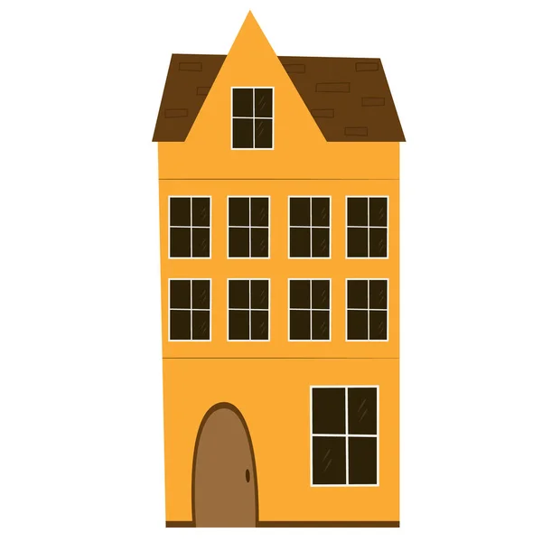 Rumah Skandinavia Dengan Latar Belakang Putih Rumah Kuning - Stok Vektor