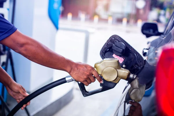 Benzinkútnál Tankolni Benzinkútnál Tankolni Benzinkútnál Tankolni Benzinkútnál Tankolni Üzemanyag Energia — Stock Fotó