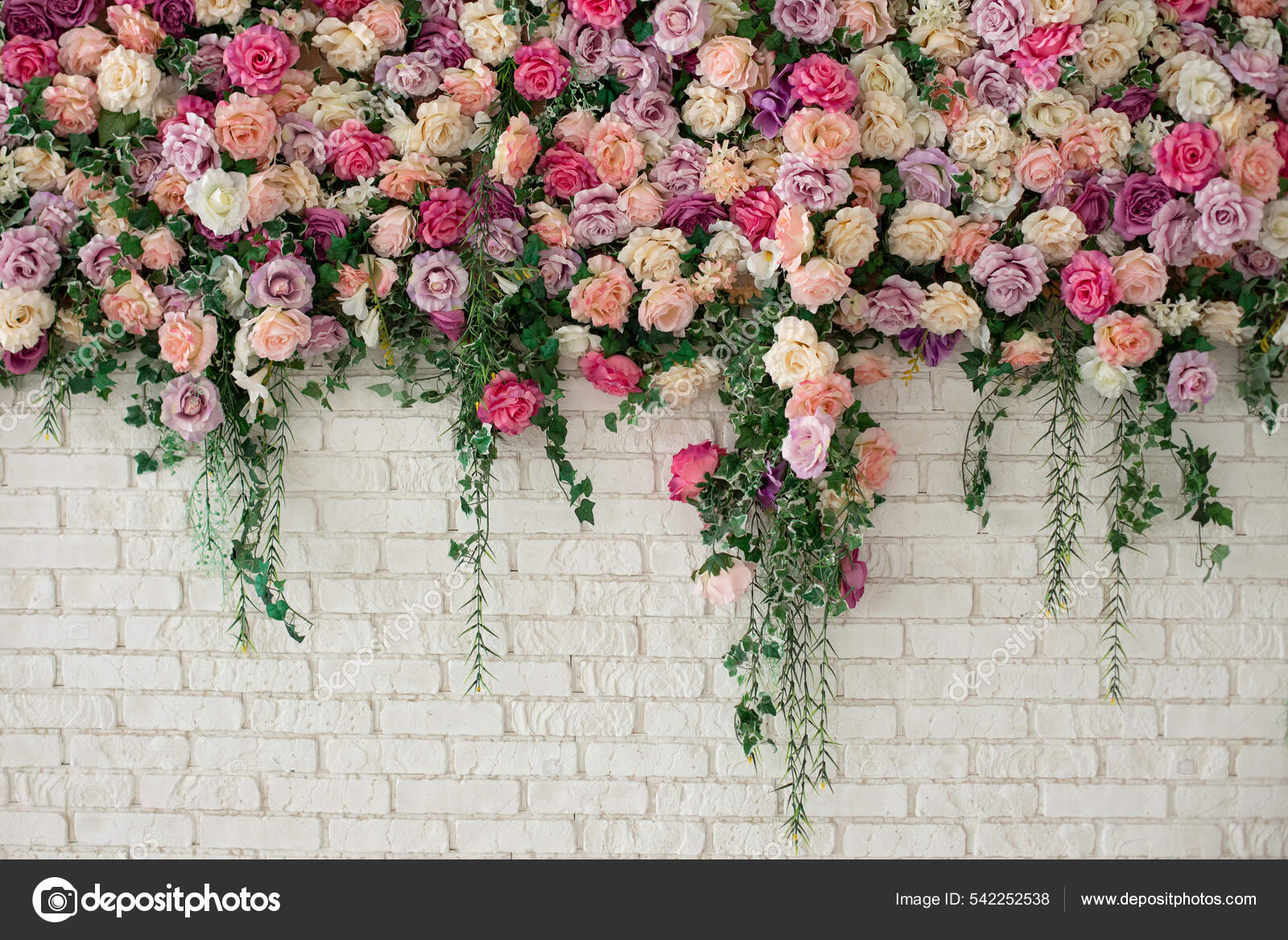 Wall Curly Flowers Brick Wall Beautiful Flowers Room Summer Flowers