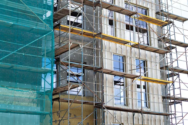 Building Construction Blue Sky New High Rise Building Construction Brick — Stock Photo, Image