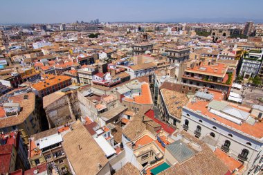 Valencia Katedrali 'nin Miguelete kulesinden Valencia' nın eski kasabasının manzarası