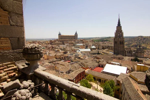 Vista Panorámica Toledo Con Castillo Alcázar Castilla Mancha España —  Fotos de Stock