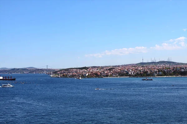 Turquie Istanbul Bateaux Sur Détroit Bosphore — Photo