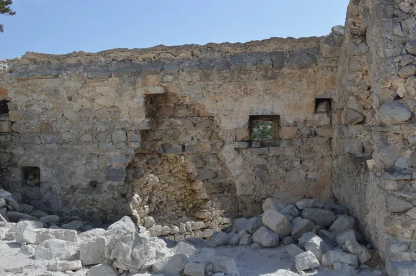 Ελλάδα Ρόδος Φρούριο Μονόλιθος Στον Βράχο Akramity — Φωτογραφία Αρχείου