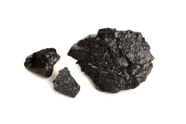 Węgiel Bitumiczny Izolowany Białym Tle Węgiel Czarny — Zdjęcie stockowe