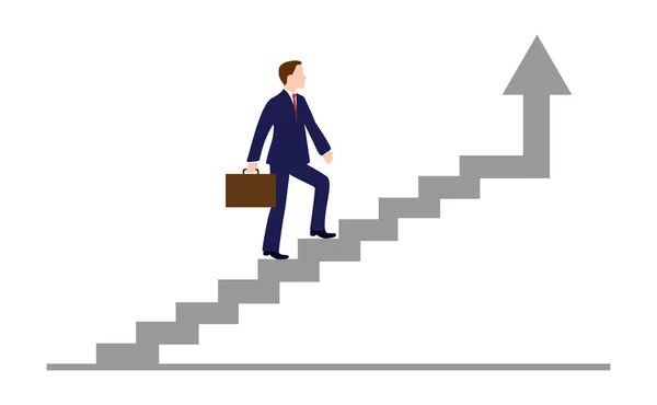 Üzletember Emelkedik Fel Lépcsőn Karrier Növekvő Karrierkoncepció — Stock Vector