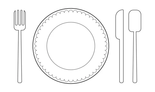 勺子和餐盘 图标矢量说明 — 图库矢量图片