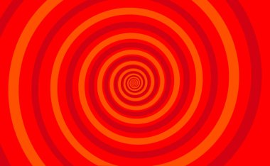 Renkli kırmızı spiral arka plan. Hipnotik, dinamik girdap. Vektör illüstrasyonu
