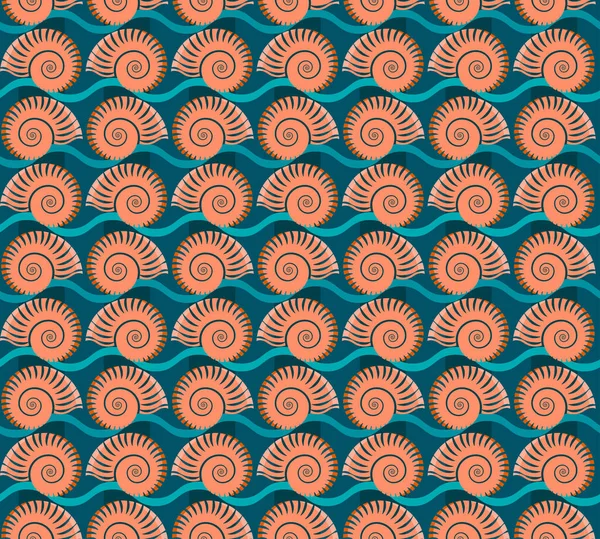 Nautilus Coquille Fond Motif Sans Couture Conque Nautilus Répétitif Coloré — Image vectorielle