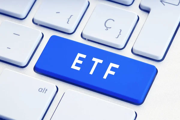 Etf Word Blue Computer Keyboard Key Close — Stock Photo, Image