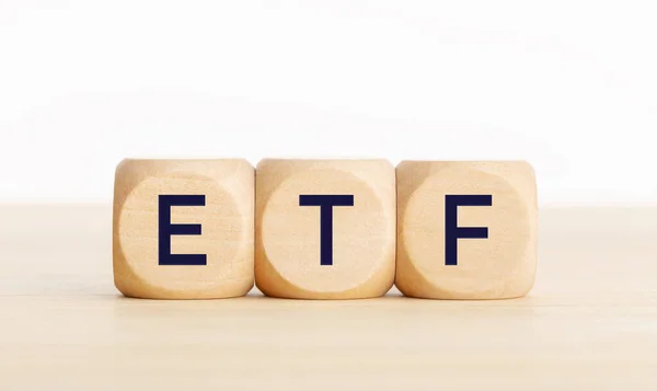 Etf Word Wooden Blocks Exchange Traded Fund Copy Space — Stock Photo, Image