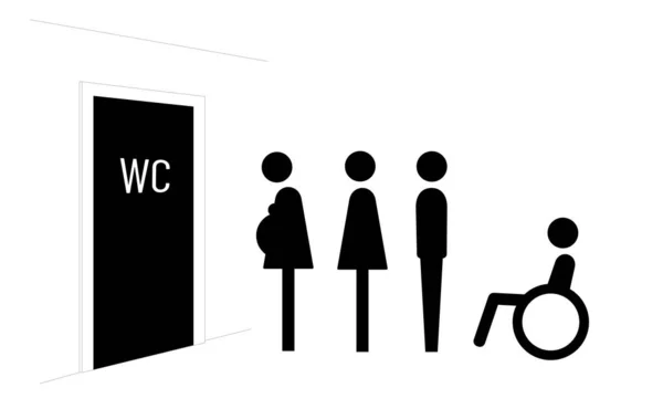 Group Human Icon Waiting Enter Handicapped Pregnant Man Woman Vector — Stock Vector