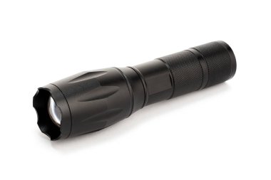Beyaz arkaplanda izole edilmiş modern alüminyum flaş ışığı