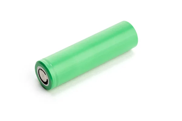 Bateria Verde Isolada Sobre Fundo Branco Bateria Iões Lítio Branco — Fotografia de Stock