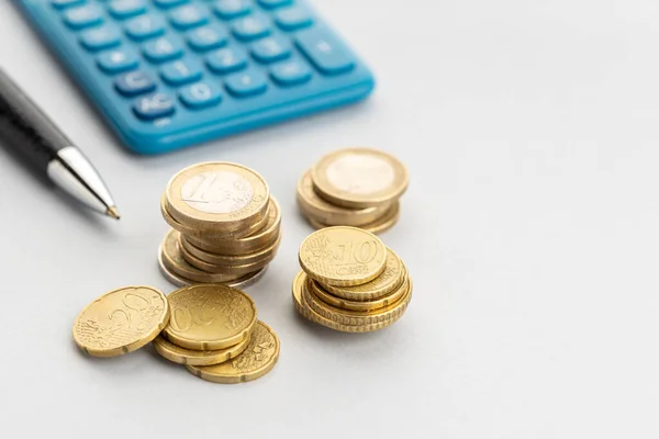 Euro Argent Calculatrice Sur Table Fiscalité Finance Économie Investissement Sur — Photo