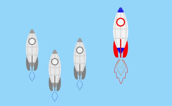 Raketen Flyger Mot Himlen Ledarskap Företagsamhet Självförtroende Tro Orädd Djärv — Stock vektor