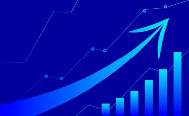 Büyüyen iş ya da ekonomi kavramı. Okun arka planına sahip soyut mali tablo. Vektör illüstrasyonu