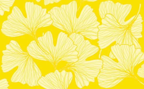 Gelber Ginkgo Biloba Hinterlässt Muster Vektorillustration — Stockvektor