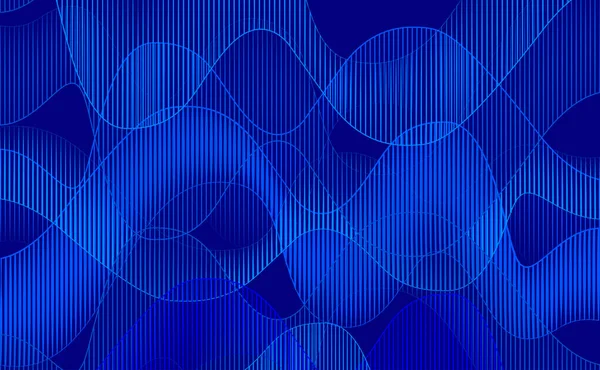 Bleu Fond Abstrait Avec Style Lignes Bouclées Illustration Vectorielle — Image vectorielle