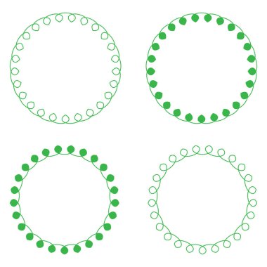 Şekillendirilmiş bitkisel elementlerden oluşan yuvarlak kenarlı çerçeve. vektör illüstrasyonu