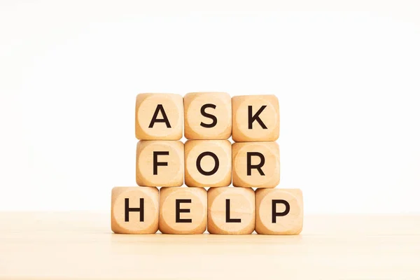 Ask Help Phrase Wooden Blocks Copy Space — Stok fotoğraf