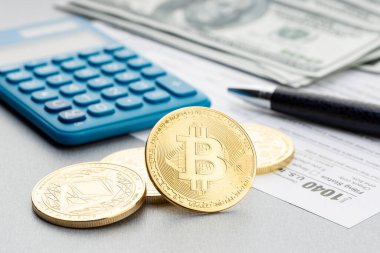 Kripto para vergisi konsepti. Bitcoin Vergi Zamanı konsepti