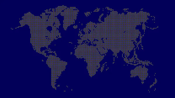 Карта Мира Сделана Маленьких Жёлтых Точек Синем Фоне Векторная Иллюстрация — стоковый вектор