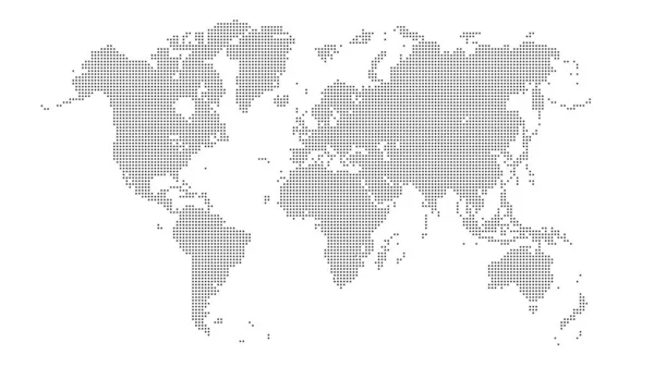 Mapa Del Mundo Hecho Pequeños Puntos Negros Sobre Fondo Blanco — Vector de stock