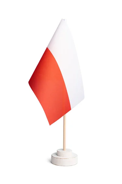 Bandeira Mesa Pequena Polônia Isolada Fundo Branco — Fotografia de Stock