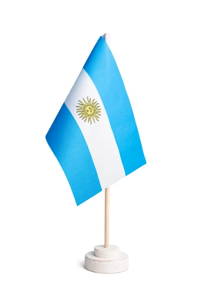 Bandeira Mesa Pequena Argentina Isolada Fundo Branco — Fotografia de Stock