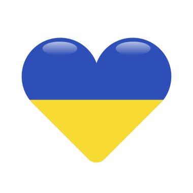 Ukrayna bayrağı kalp şeklinde. Vektör çizimi. Ukrayna ulusal sembolü