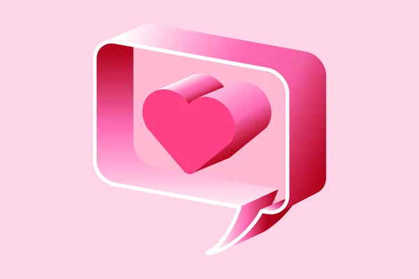 爱交流3D图标隔离在粉红色 社交媒体心形网页标志 就像社交媒体通知 矢量说明 — 图库矢量图片