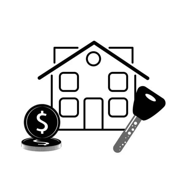 Kaufen Verkaufen Oder Vermieten Sie Ein Hauskonzept Geld Haus Und — Stockvektor